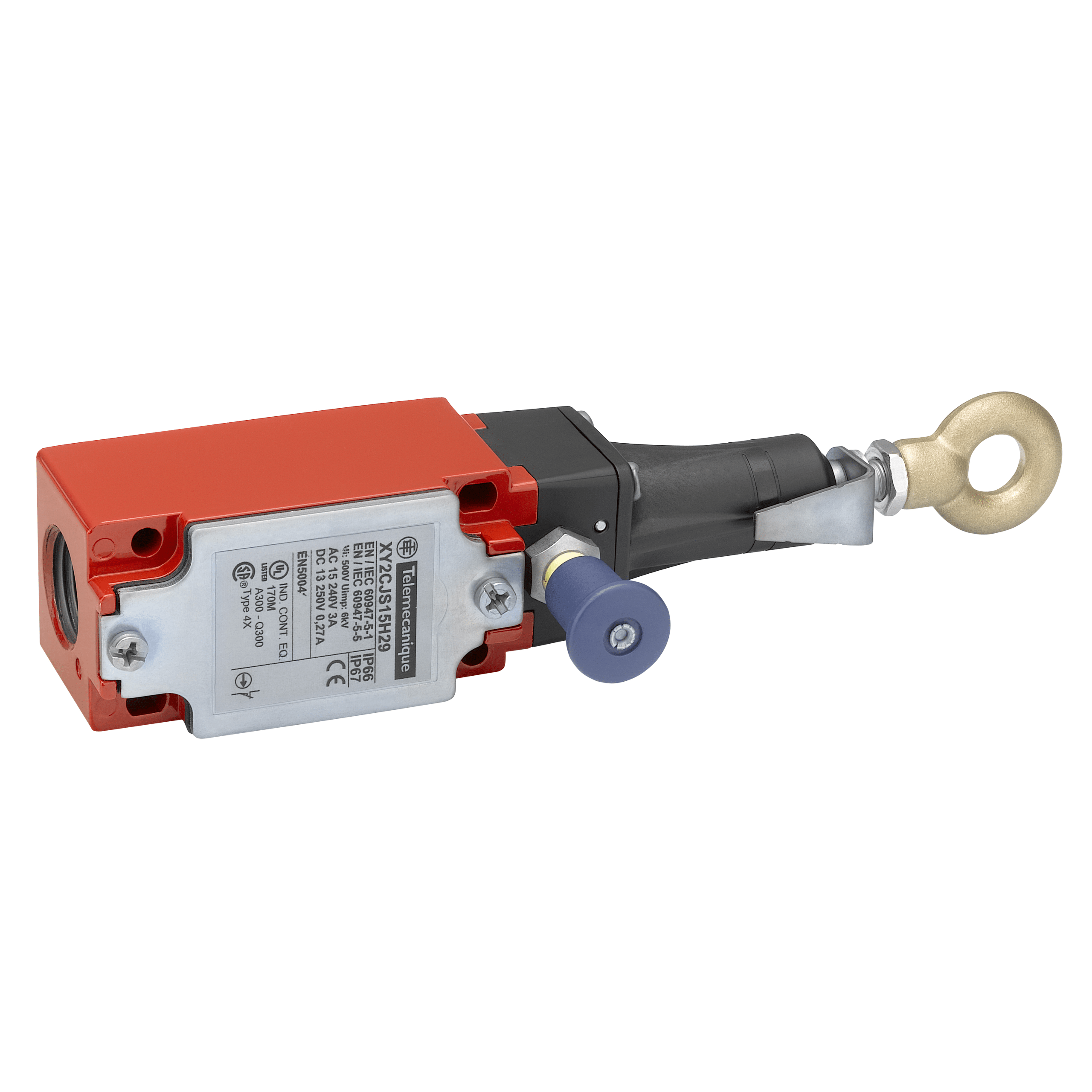XY2CJS19H29 - Latching emergency stop rope pull switch, Telemecanique Emergency stop rope pull switches XY2C, e XY2CJ, straight, 2NC+1 NO, ISO M20 Telemecanique Sensors