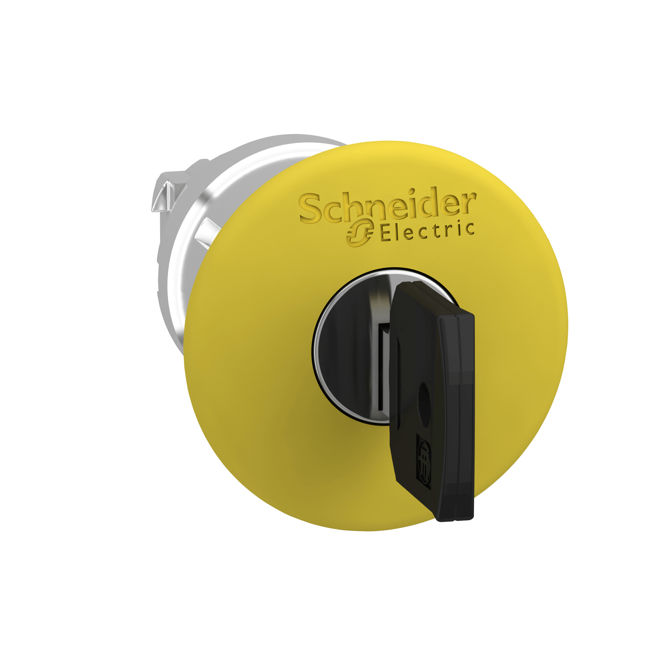 ZB4BS15 – Head for emergency switching off push button, Harmony XB4, yellow mushroom Ø 40 mm stop Ø22 mm key release 455E…