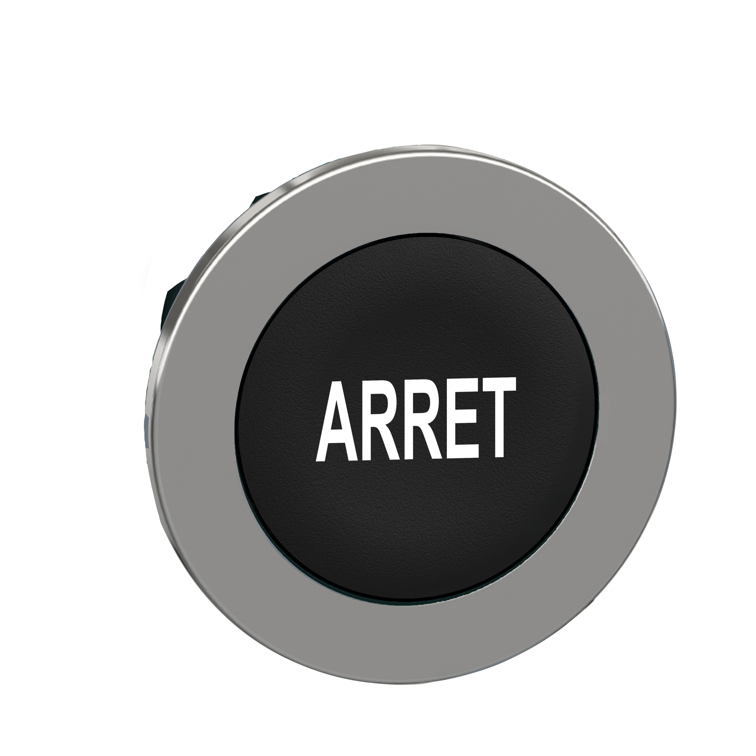 ZB4FA233 – Head for non illuminated push button, Harmony XB4, flush mounted black flush caps pushbutton white marked "ARRE…