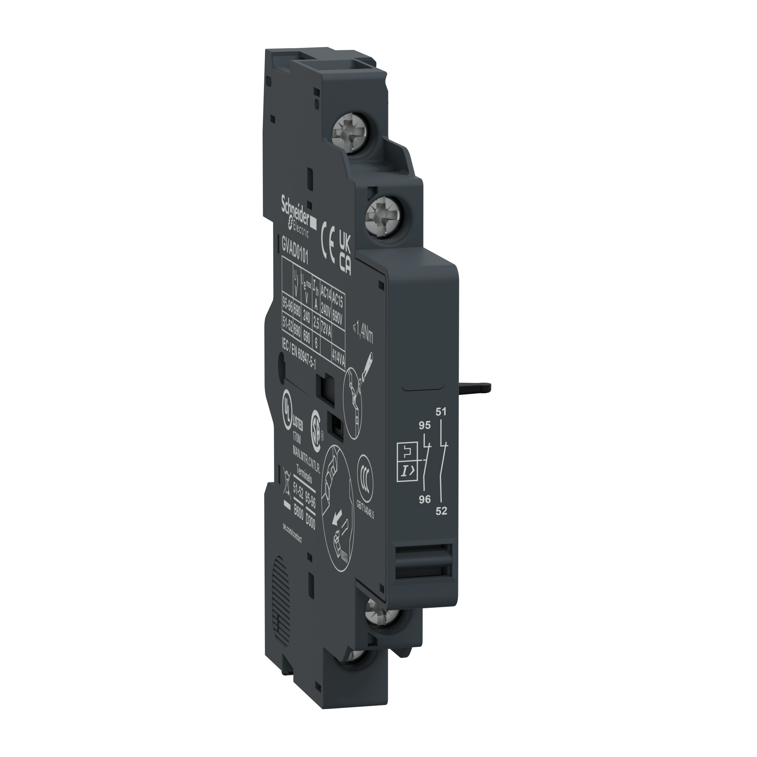 TeSys GV2 & GV3 - auxiliary contact - 1 NC + 1 NC (fault)