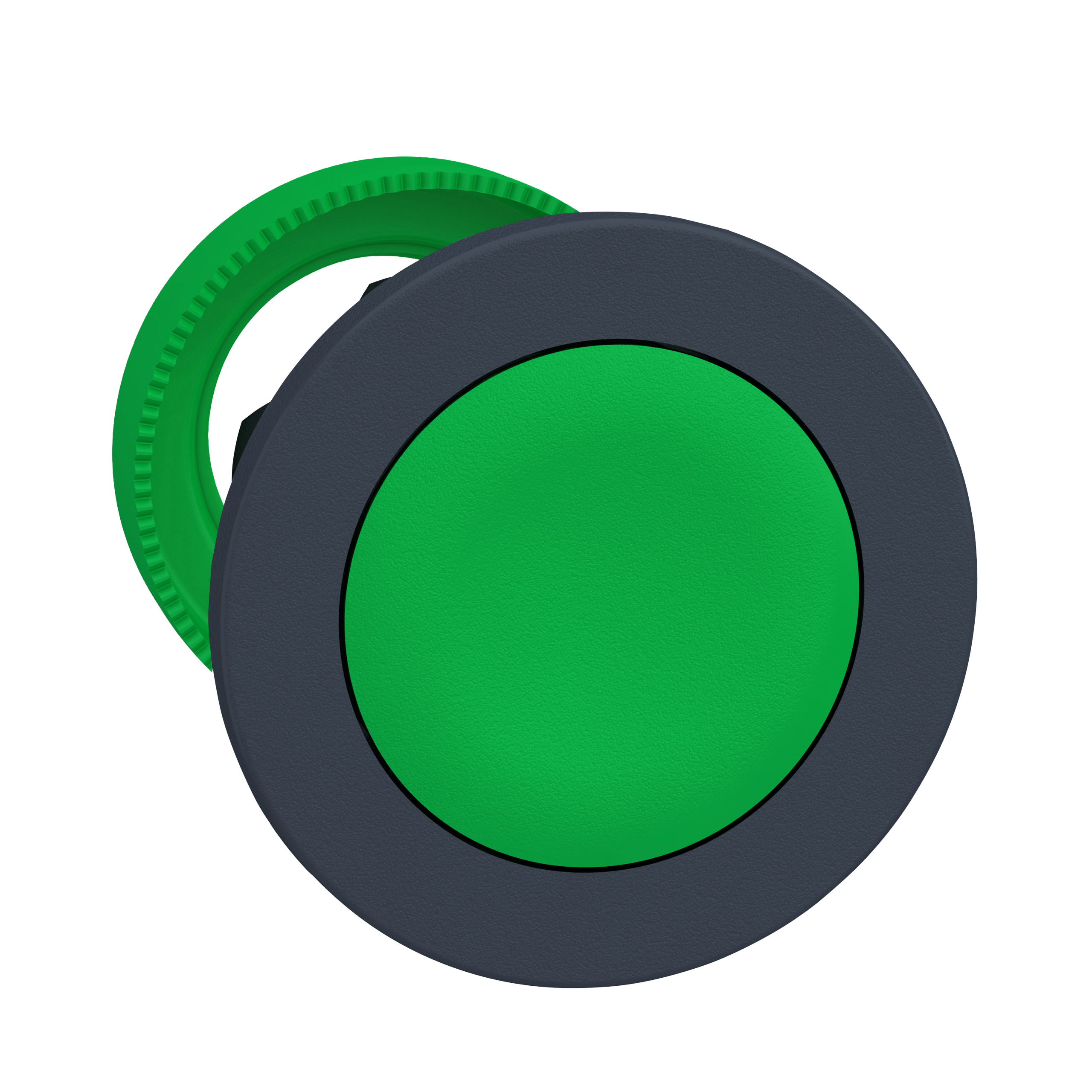 ZB5FA3 – Harmony XB5, Flush mounted push button head, plastic, green, Ø30, spring return, unmarked | Schneider Electric