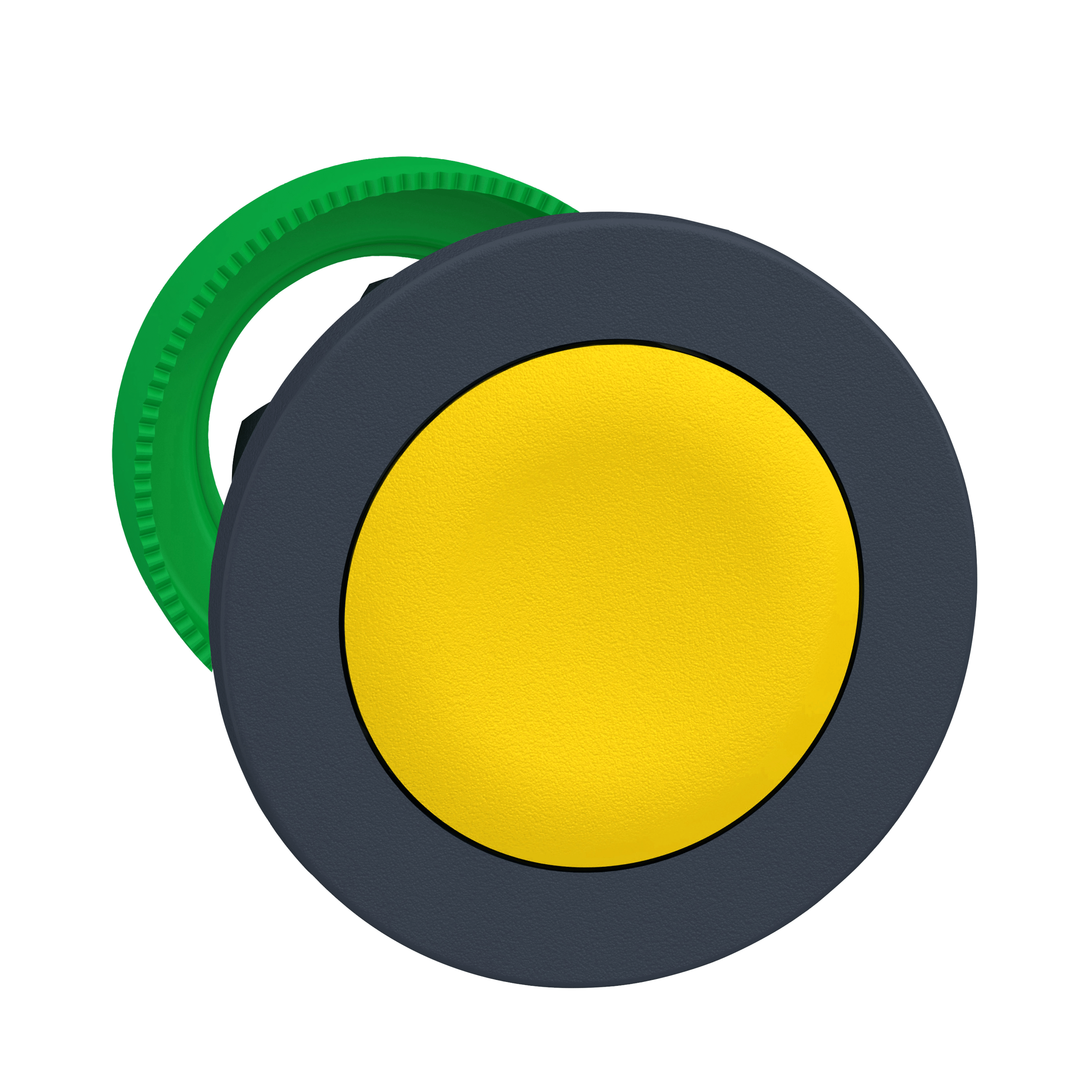 ZB5FA5 – Harmony XB5, Flush mounted push button head, plastic, yellow, Ø30, spring return, unmarked | Schneider Electric