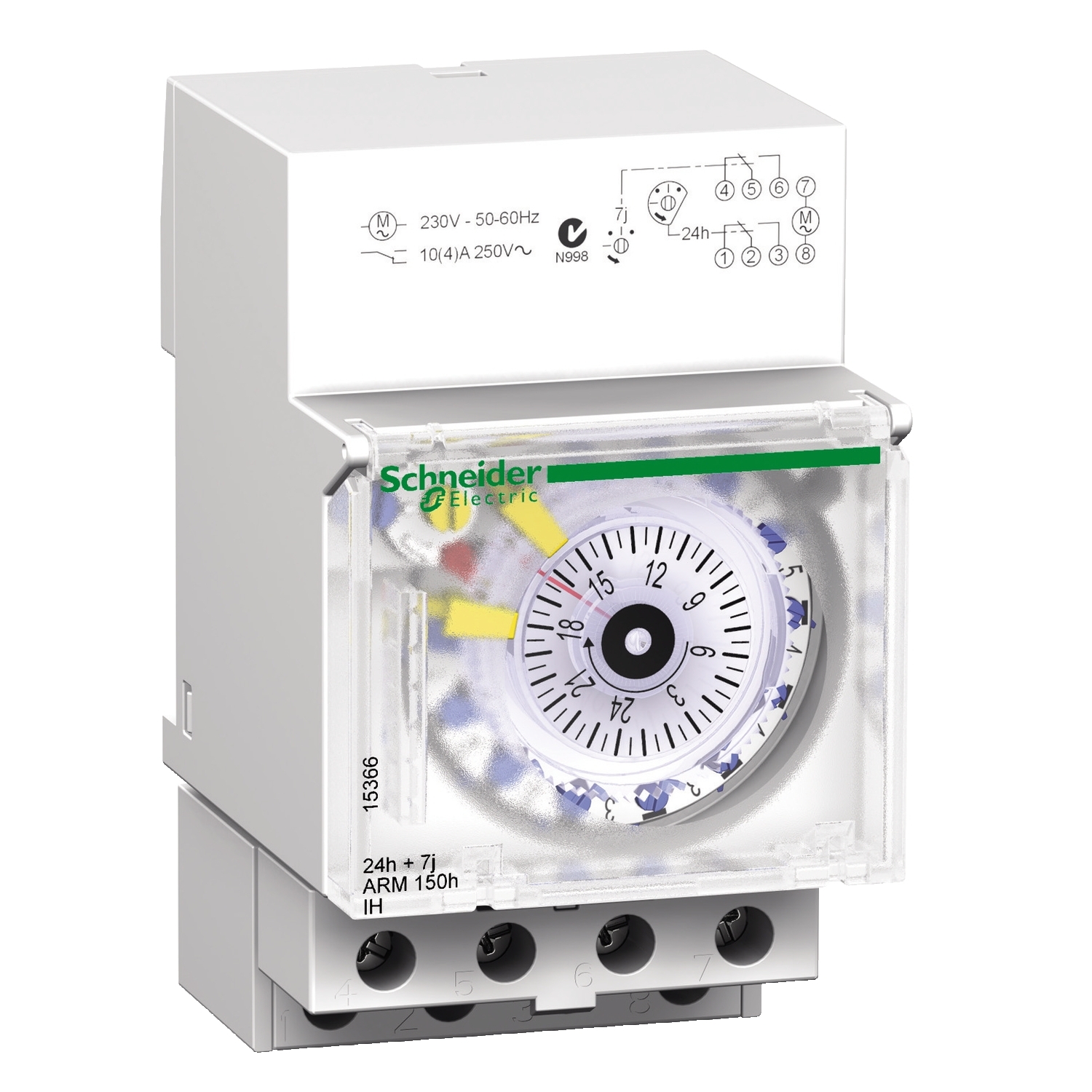 15366 – Acti9 - IH - mechanical time switch - 24 hours + 7 days - 150 h memory | Schneider Electric