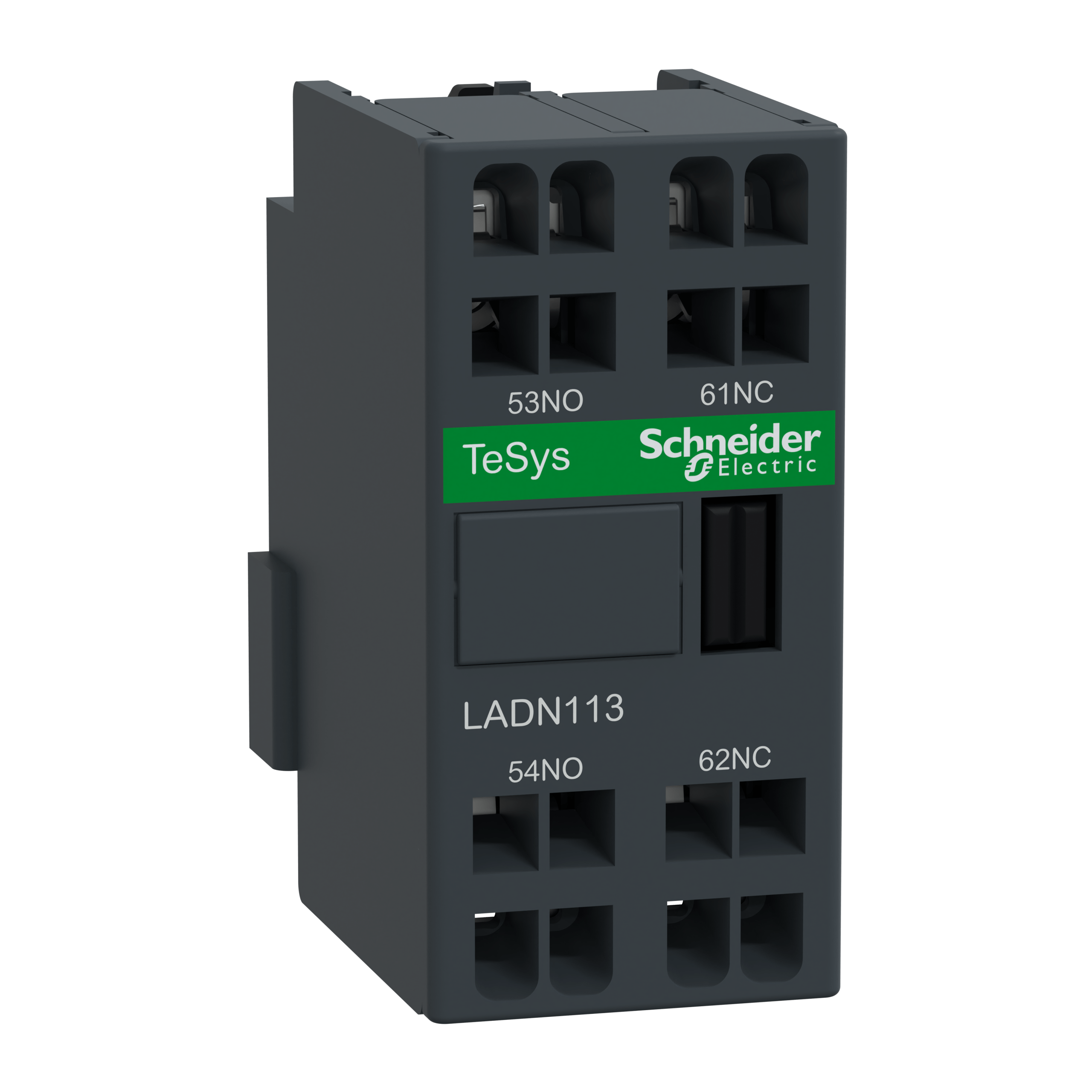 LADN113 – Auxiliary contact block, TeSys D, 1NO + 1NC, front mounting, spring terminals | Schneider Electric