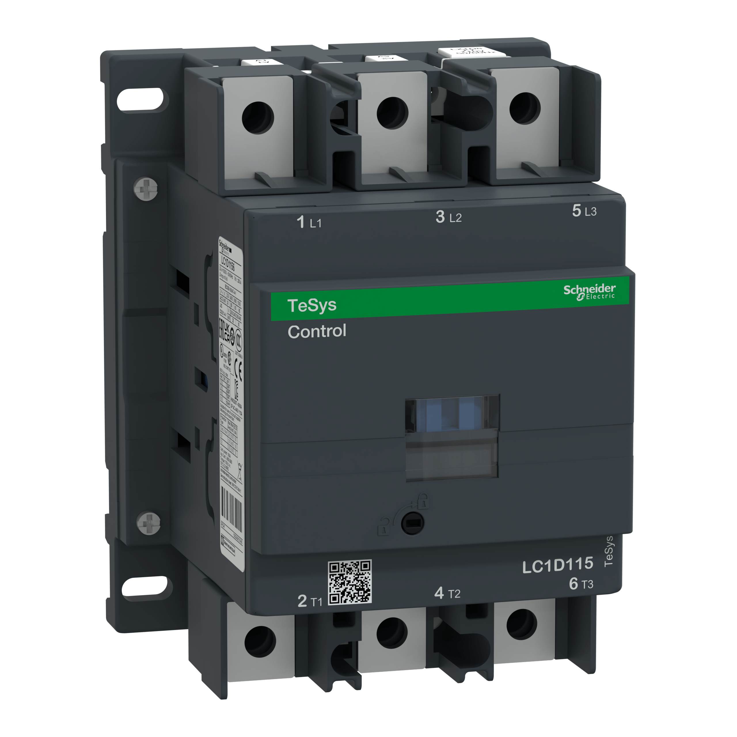 LC1D1156F7 – TeSys D contactor - 3P(3 NO) - AC-3 - <= 440 V 115 A - 110 V AC 50/60 Hz coil | Schneider Electric