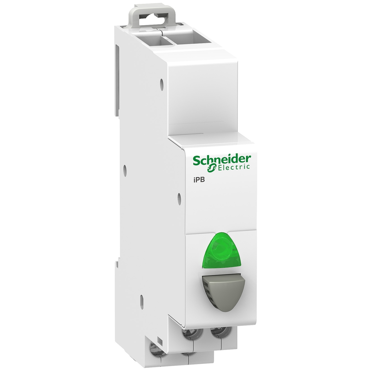 Acti9 iPB 1NO single push button grey - indicator light Green 110-230Vac