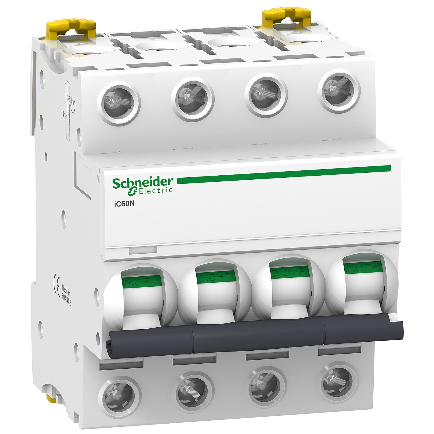 Miniature circuit-breaker, Acti9 iC60N, 4P, 50 A, D curve, 6000 A (IEC 60898-1), 10 kA (IEC 60947-2)