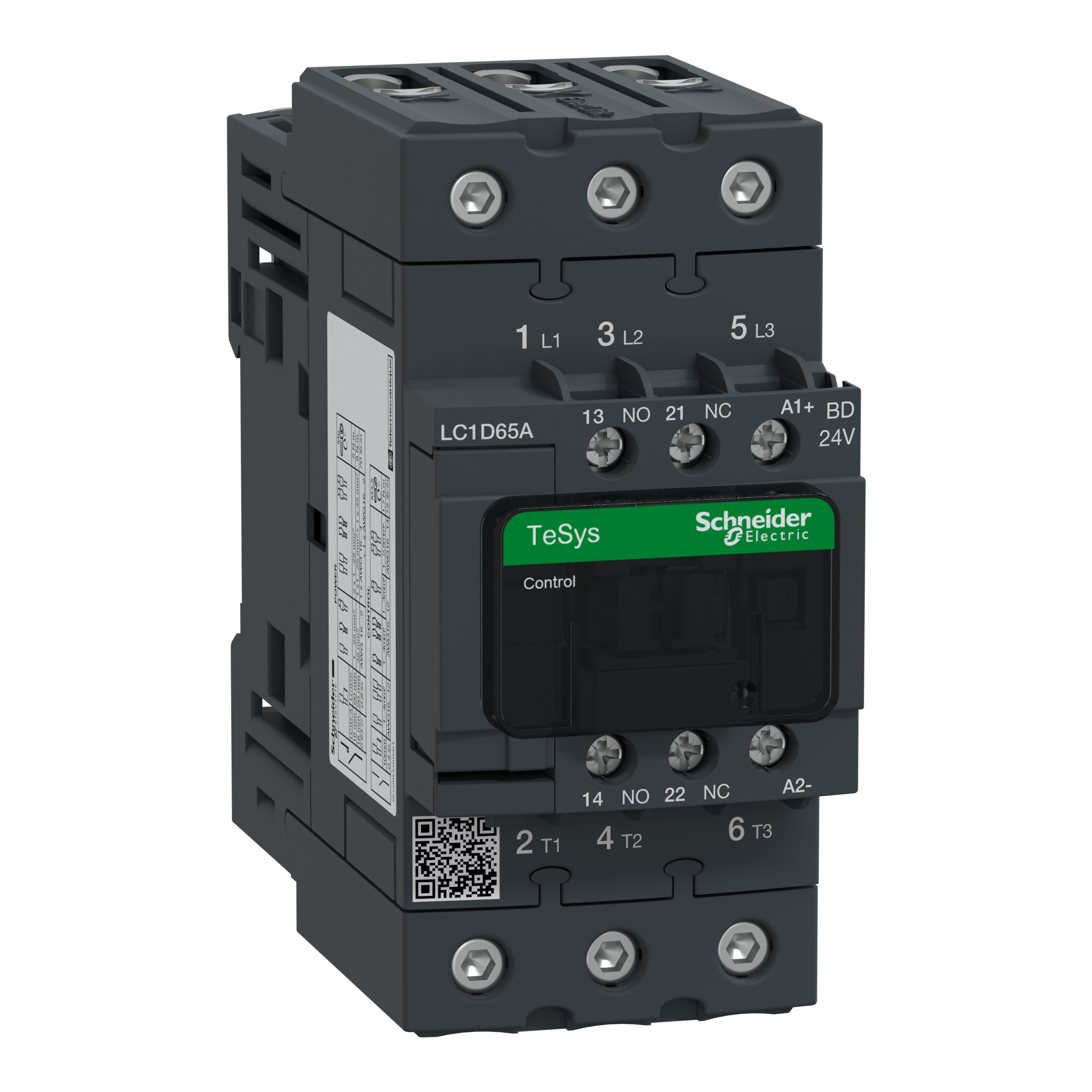 LC1D65ABD – TeSys D contactor, 3P(3 NO), AC-3, <= 440 V 65 A, 24 VDC standard coil | Schneider Electric