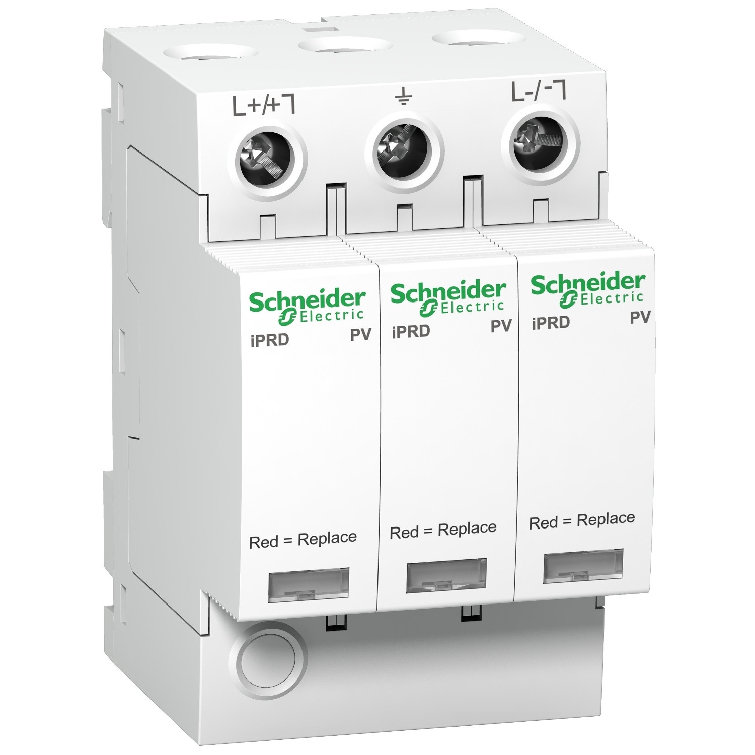 A9L40281 – IPRD-DC 40r 1000PV modular surge arrester, 2 pole, 1000VDC, with remote transfert | Schneider Electric