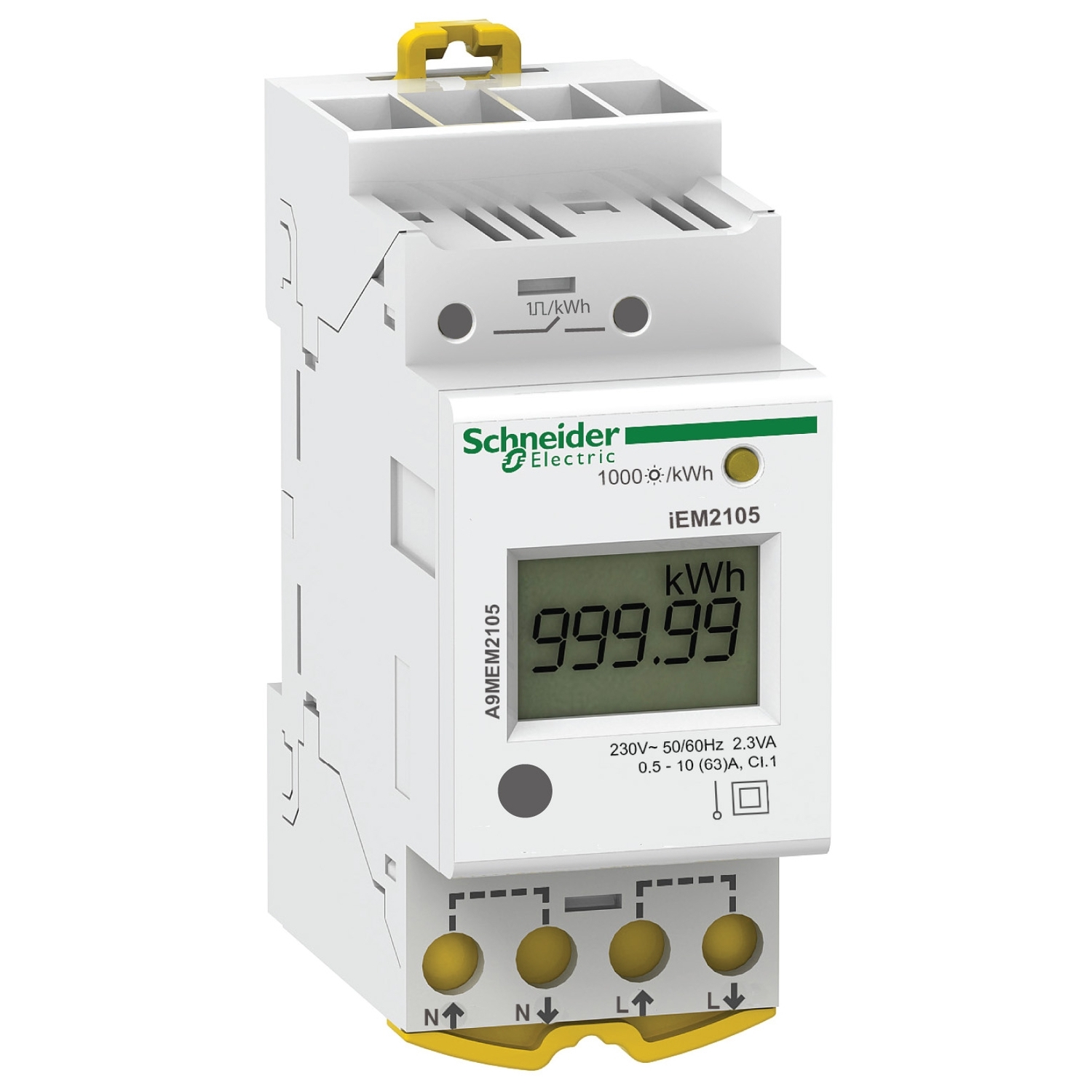 A9MEM2105 – Modular single phase power meter iEM2105 - 230V - 63A with pulse | Schneider Electric